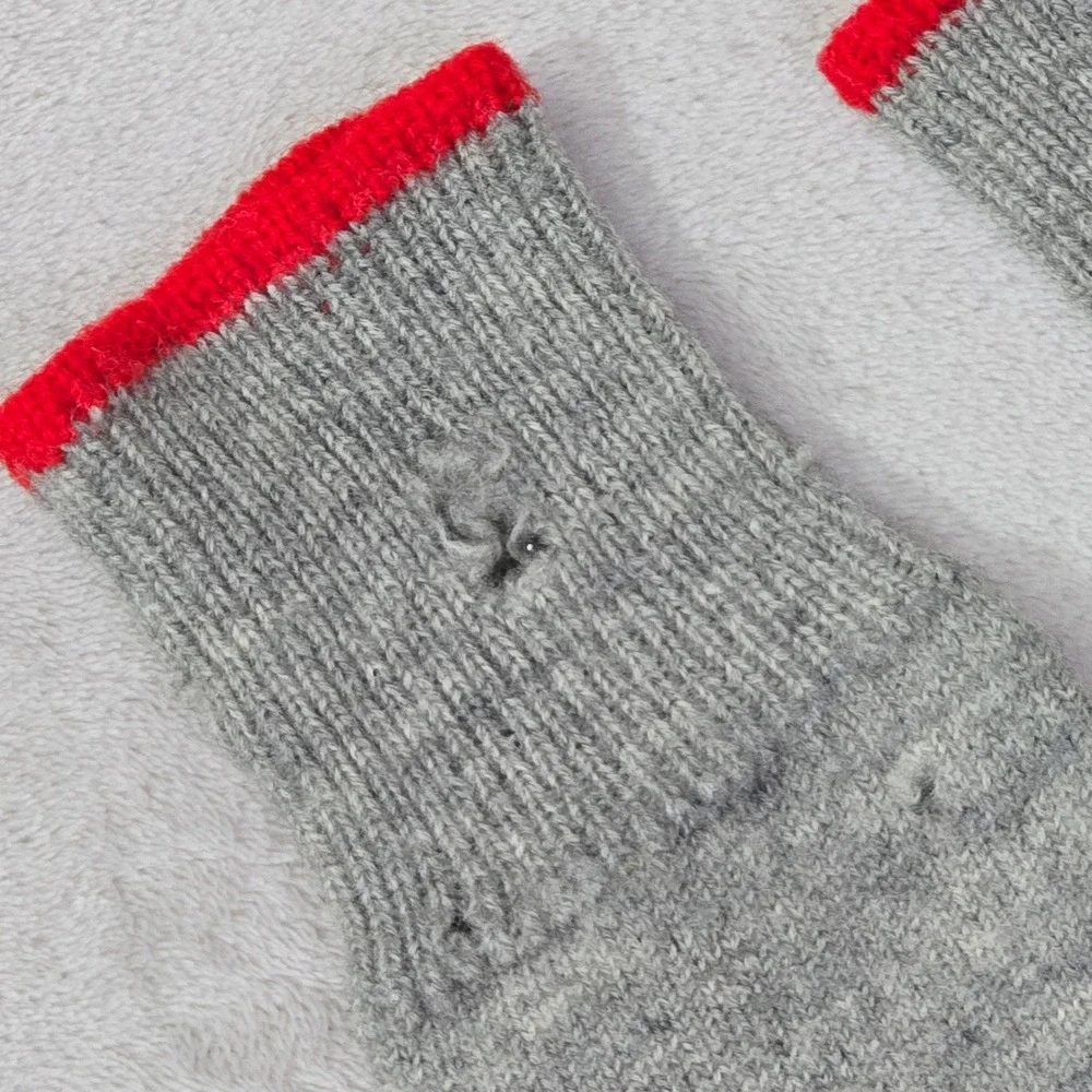 Hunting Boot Socks Mens Gray Red Trim Tall Length Vintage